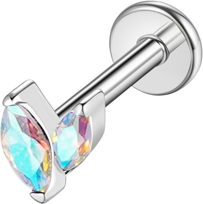 TOMIDES G23 Titanium Flat Back Earrings Studs 16g F136 Implant Grade Titanium Labrets Press Fit Threadless Push In Dainty Cartilage Helix Conch Lobe Lip Tragus Piercing Jewelry - Image 1